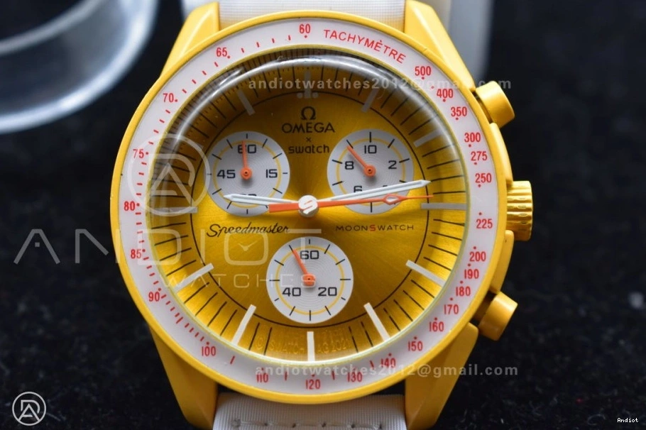 Moonwatch Bioceramic Mission Nylon Swatch to x on the Omega Sun Strap Quartz 1220